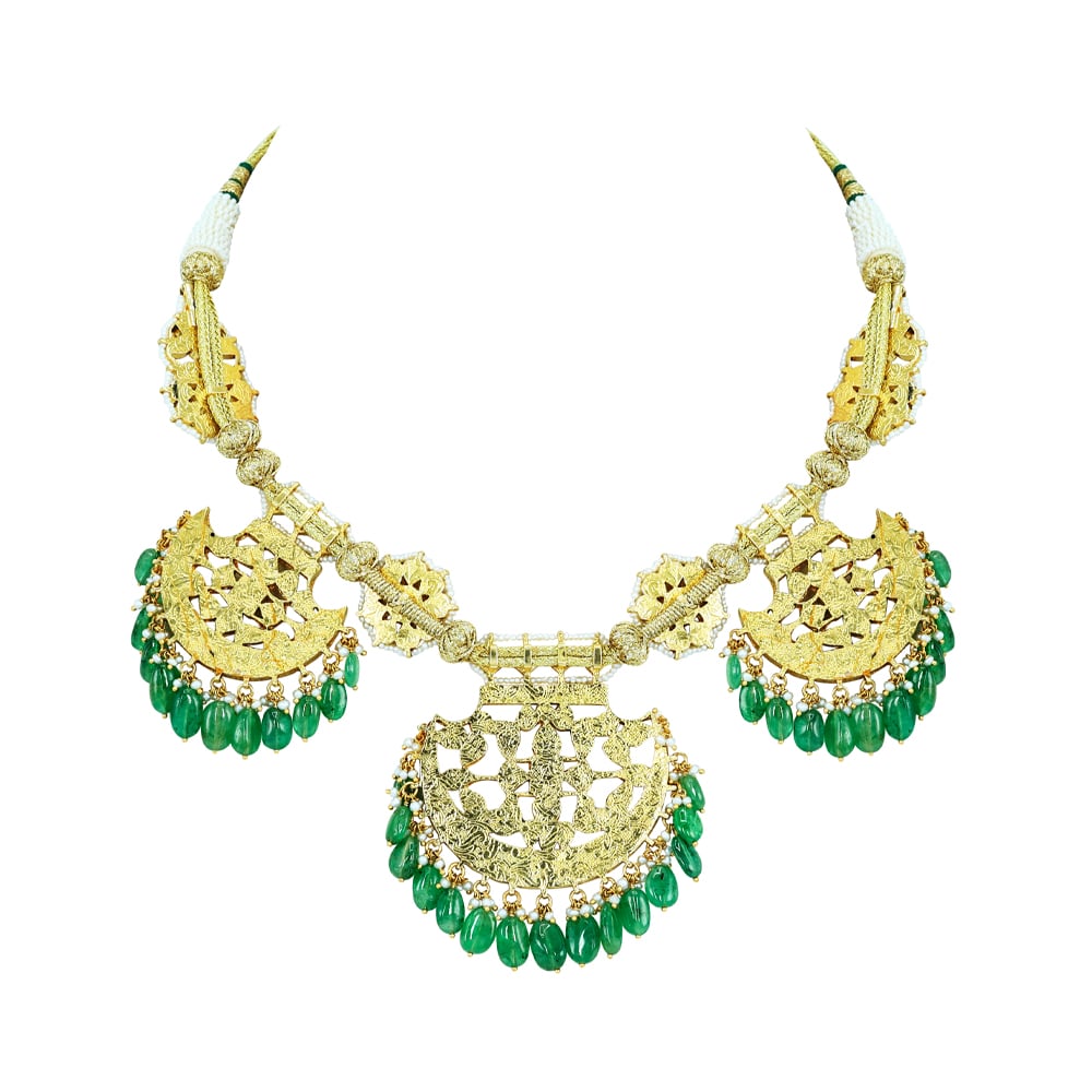 Pankhi Necklace with Polkis, Emerald Maniyas, and Ruby Talafs